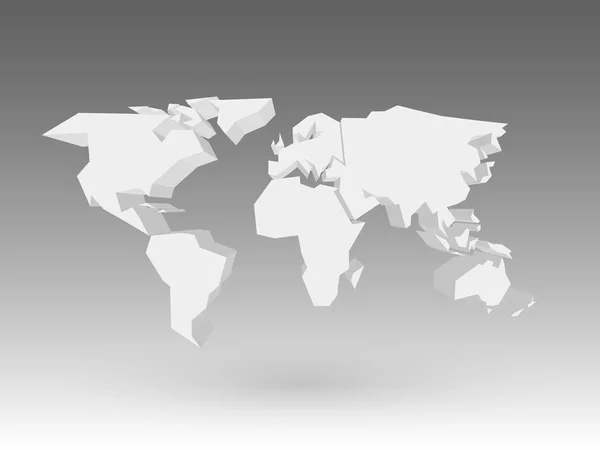 White 3D world map with dropped shadow on grey background. EPS10 vector illustration — Stock Vector