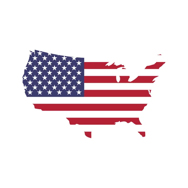Vlajka USA ve tvaru siluety americké mapy. Symbol Spojených států amerických. EPS10 vektorová ilustrace — Stockový vektor