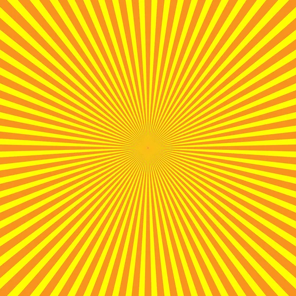 Rayos de luz amarillo-naranja en disposición radial. Tema Rayos de sol. Patrón de fondo abstracto. Ilustración vectorial — Vector de stock