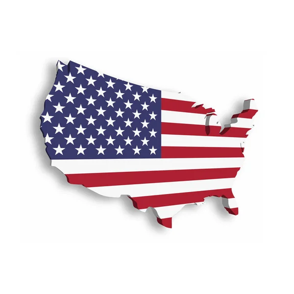 3D mapa USA, aka Spojené státy americké, ve tvaru americké mapy. Vektorová ilustrace s upuštěným stínem izolovaným na bílém pozadí — Stockový vektor