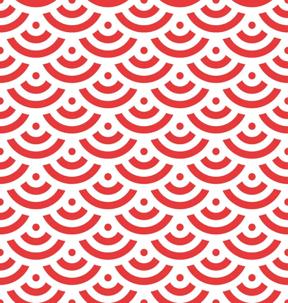 Échelle de poisson rouge fond de cercles concentriques. Modèle abstrait sans soudure ressemble à des tuiles de toiture. Illustration vectorielle — Image vectorielle