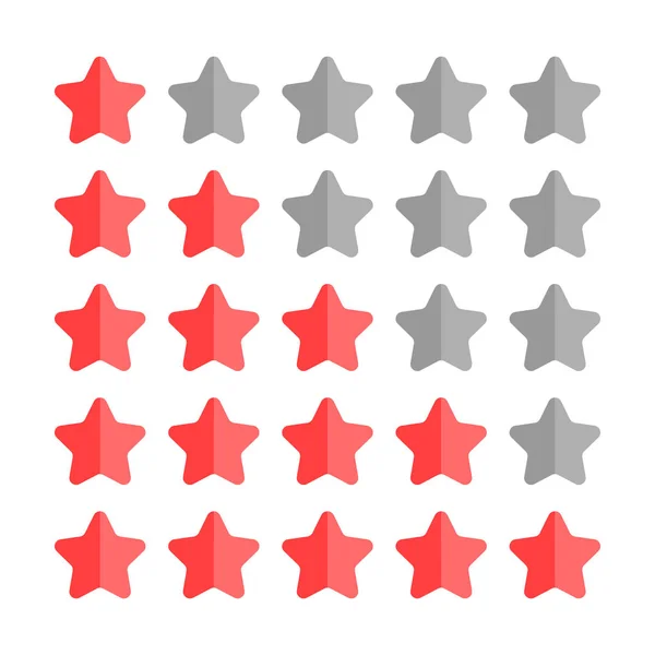 5 stjärnig betygsättning. Enkla rundade former i grått och rött — Stock vektor