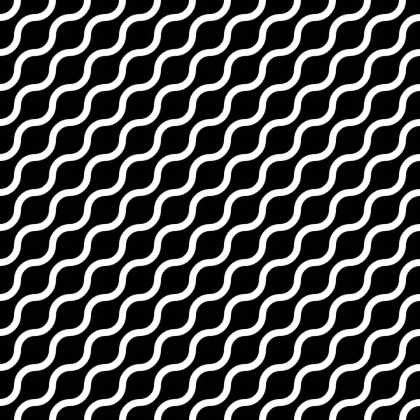 黒の背景に斜めの整理に白い波と抽象的なシームレス パターン。シンプルな平坦な幾何ベクトル イラスト — ストックベクタ