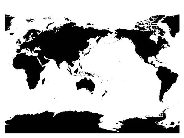Ausztrália és a Csendes-óceán középre a világtérképen. Nagy részletességgel fekete sziluettje a fehér háttér előtt. Vektoros illusztráció — Stock Vector