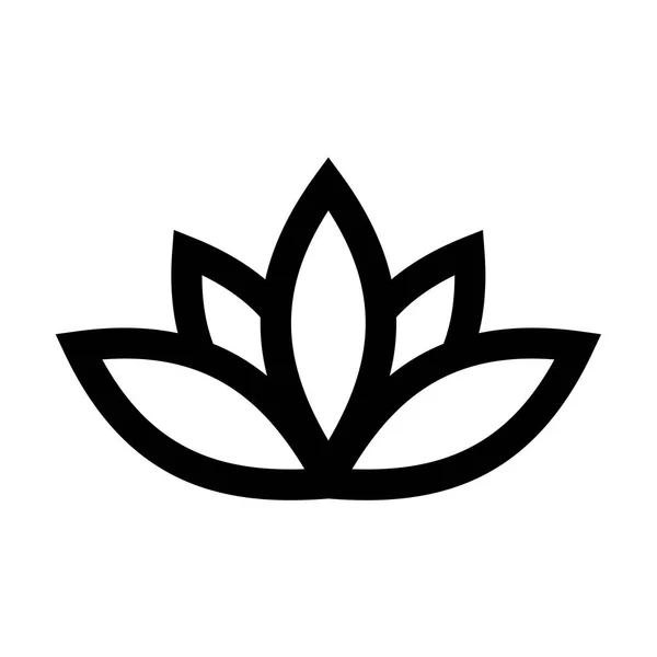 Lótusz növény szimbólum. Spa és wellness téma design elem. Lapos fekete vektor illusztráció — Stock Vector