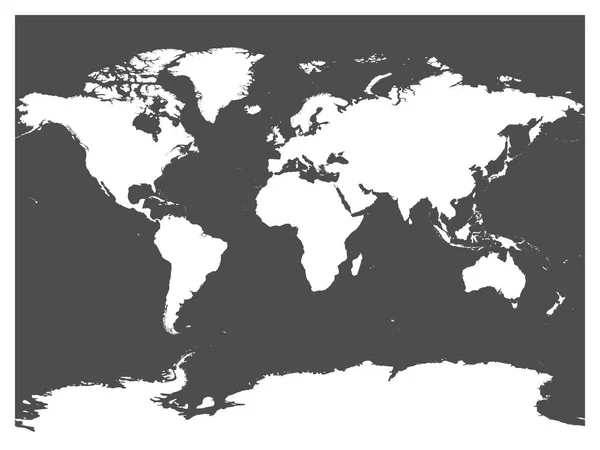 Mapa da silhueta vetorial preta do mundo. Branco mapa detalhado alto no fundo cinza escuro — Vetor de Stock