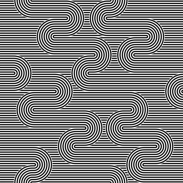 Полосатый абстрактный бесшовный шаблон фоновой плитки. Черно-белая ретро-полосатая векторная иллюстрация. Текстильная ткань — стоковый вектор