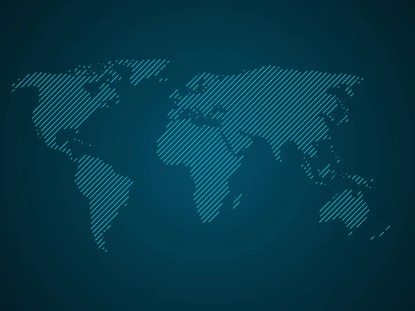 条纹世界地图。蓝色在黑暗背景下引导的光明的未来主义设计。矢量说明 — 图库矢量图片