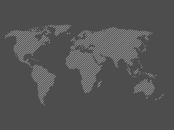 Um mapa do mundo. Desenho listrado ilustração vetorial sobre fundo cinza —  Vetores de Stock