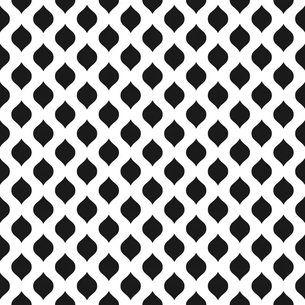 白と黒のシームレスな波状の背景。ヴィンテージ、先端のとがった楕円形またはレンズ形状のレトロな抽象的な装飾デザイン。単純なフラット ベクトル図 — ストックベクタ