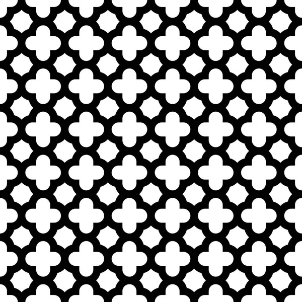白と黒の四葉のシームレスなパターン背景。ヴィンテージやレトロな抽象的な装飾的なデザイン。単純なフラット ベクトル図 — ストックベクタ