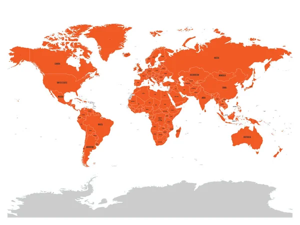 Karta över United Nation med orange markerade medlemsstaterna. FN är en mellanstatlig organisation för internationellt samarbete. Eps10 vektorillustration — Stock vektor