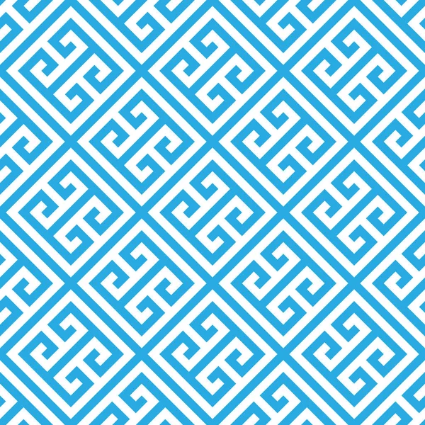 Griechischer Schlüssel nahtloser Musterhintergrund in blau und weiß. Vintage und Retro abstraktes ornamentales Design. einfache flache Vektordarstellung — Stockvektor
