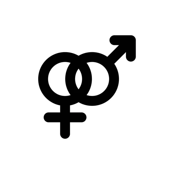 Mužský a ženský symbol pohlaví. Jednoduchá černá plochá ikona se zaoblenými rohy na bílém pozadí. Vektorová ilustrace — Stockový vektor