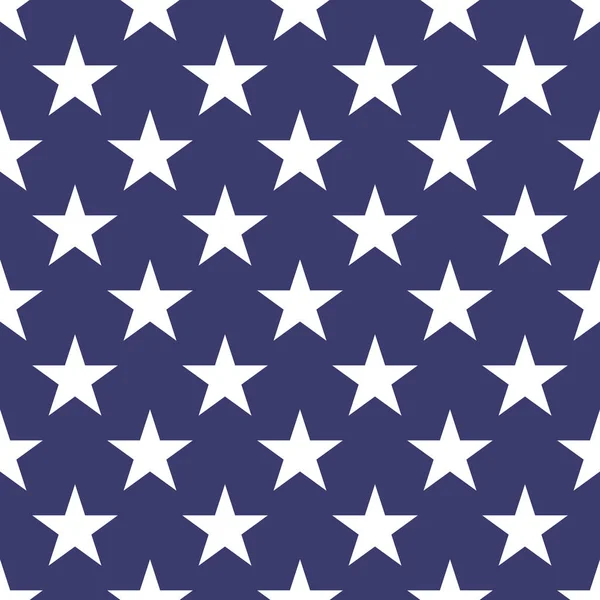 Nahtloses Muster aus weißen fünfzackigen Sternen auf blauem Hintergrund. Vektorillustration — Stockvektor