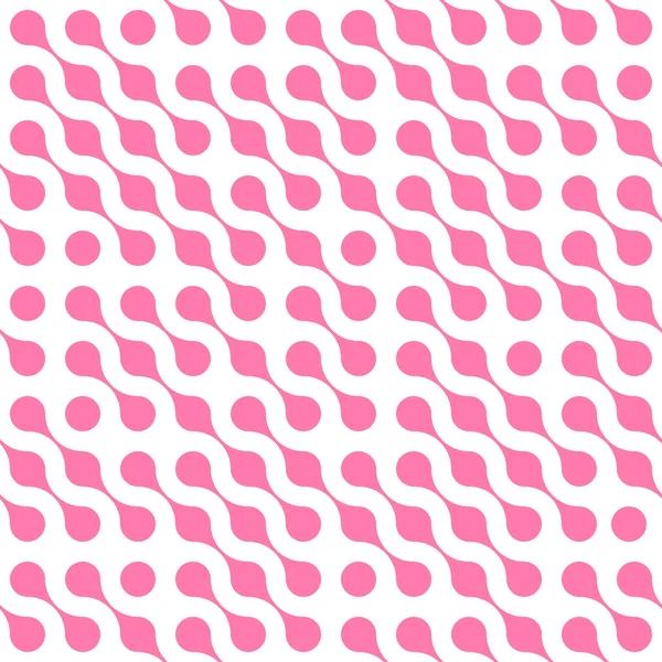 Abstrakt bakgrund av rosa anslutna prickar i diagonal arrangemang på vit bakgrund. Molekyl tema tapeter. Seamless mönster vektorillustration — Stock vektor