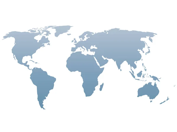 Силует світової карти. Векторний синій градієнт ізольовано на білому тлі — стоковий вектор