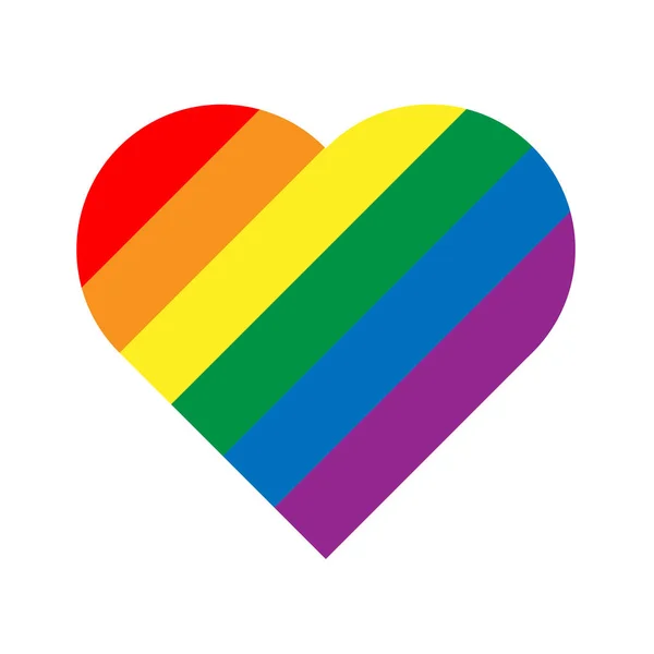 ハートの形の Lgbt レインボー プライド フラグ。レズビアン、ゲイ、両性愛者、トランスジェンダーのスタイリッシュな要素をデザインします。単純なフラット ベクトル図 — ストックベクタ