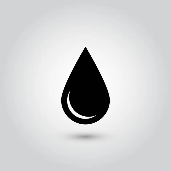 Icône goutte noire. Symbole huile ou eau. Illustration vectorielle plate simple avec ombre isolée sur fond blanc — Image vectorielle