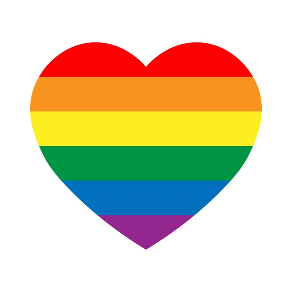 Bandera del orgullo del arco iris LGBT en forma de corazón. Lesbianas, gays, bisexuales y transgénero elemento de diseño elegante. Ilustración simple vector plano — Archivo Imágenes Vectoriales