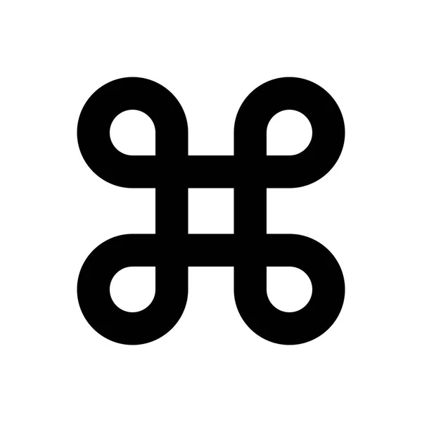 Simbol simpul Bowen untuk tombol perintah. Ilustrasi hitam rata sederhana pada latar belakang putih - Stok Vektor