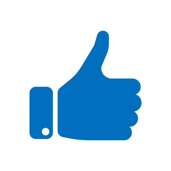 Blå handsiluett med tumme upp. Gesture of like, agree, yes, godkännande eller uppmuntran. Enkel platt vektor illustration — Stock vektor