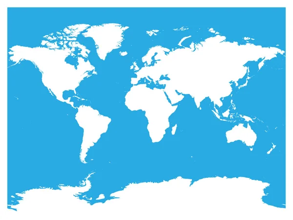 Mapa świata sylwetka wektor biały. Wysokiej szczegółowe mapy na niebieskim tle — Wektor stockowy