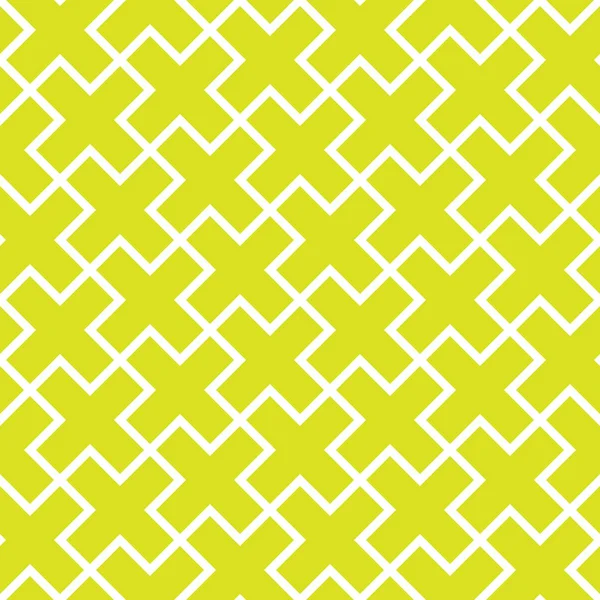 Fond abstrait de motif sans couture. Mosaïque de croix géométriques vertes avec contour blanc. Illustration vectorielle — Image vectorielle