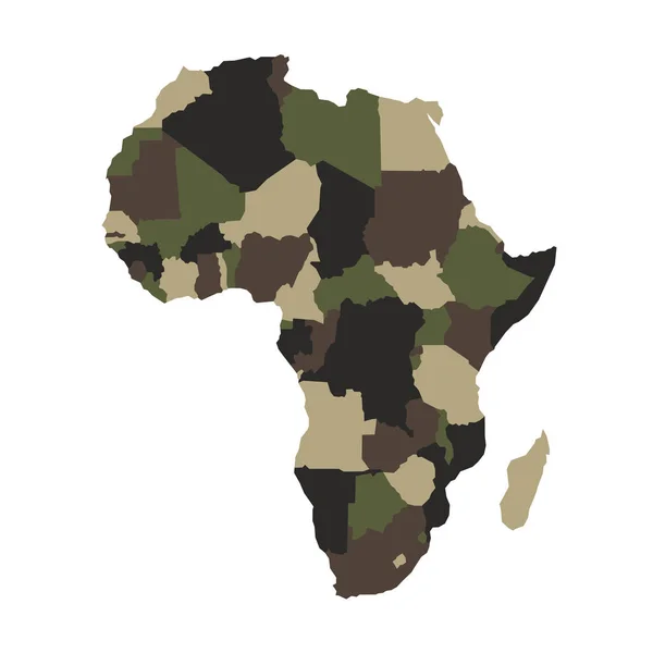 Mapa da África em cores de camuflagem do exército. Ilustração vetorial — Vetor de Stock