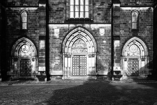 Portal de entrada de estilo gótico de la Basílica de San Pedro y Pablo en Vysehrad, Praga, República Checa —  Fotos de Stock