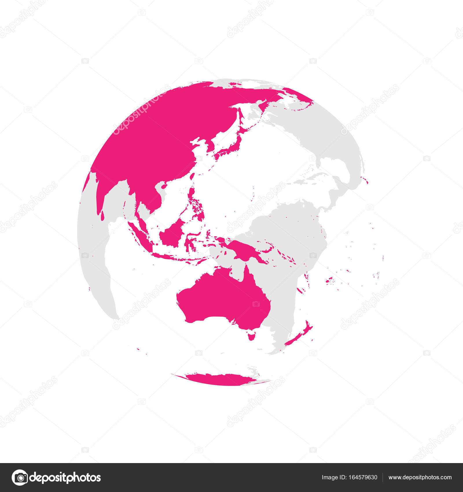 ピンクの世界地図と地球 オーストラリアと太平洋に焦点を当てた ピンクの世界地図と地球 オーストラリアと太平洋に焦点を当てた