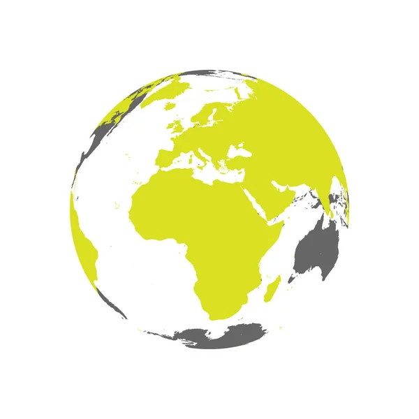 Γήινη σφαίρα με πράσινο παγκόσμιο χάρτη. Επικεντρώθηκε στην Αφρική και την Ευρώπη. Επίπεδη διανυσματική απεικόνιση — Διανυσματικό Αρχείο