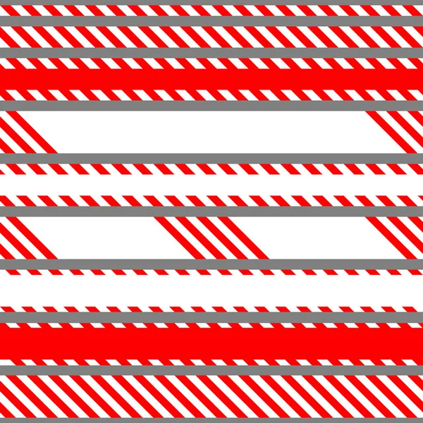 Set of vector seamless tapes used for restriction and danger zones. Red and white stripes — Stock Vector