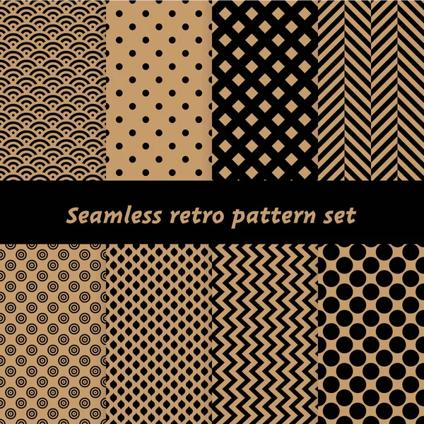 Retro wrapping papers. Seamless vector pattern background set — Stock Vector