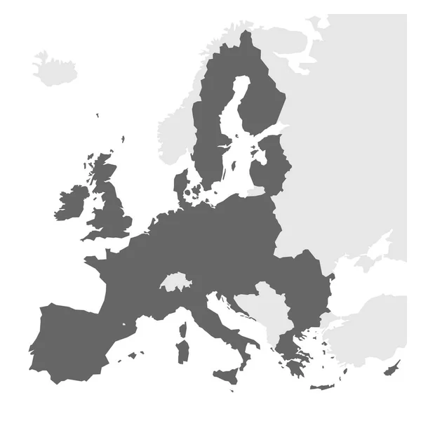 Europeiska unionens territorium grå siluett. Karta över EU. Vektorillustration — Stock vektor