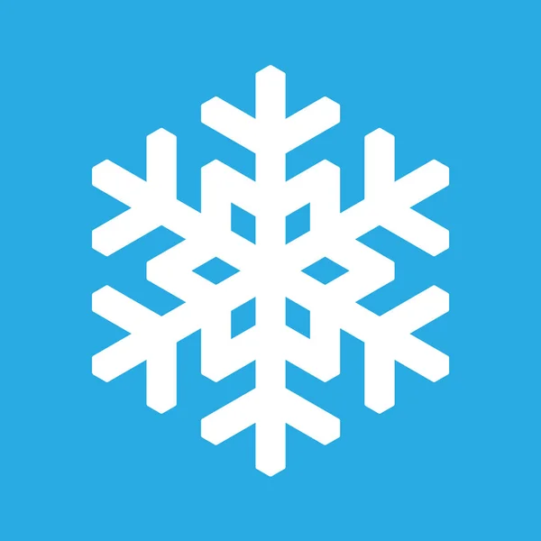 Icono del copo de nieve. Tema Navidad e invierno. Ilustración simple plana en blanco sobre fondo azul — Vector de stock