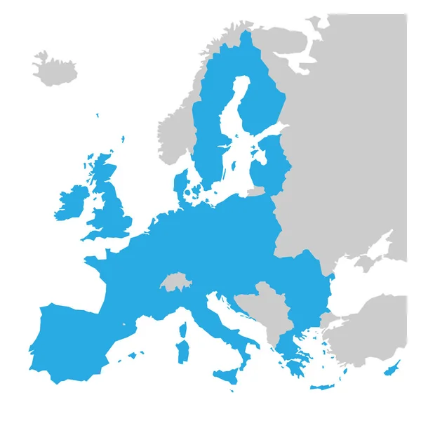 Unione europea territorio blu silhouette. Mappa dell'UE. Illustrazione vettoriale — Vettoriale Stock