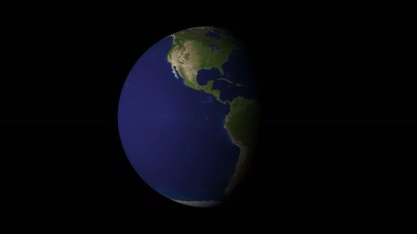 Globo del planeta Tierra natural girando en la oscuridad. Parcialmente iluminado. Objeto 3D giratorio. Elementos de esta filmación proporcionados por la NASA — Vídeo de stock