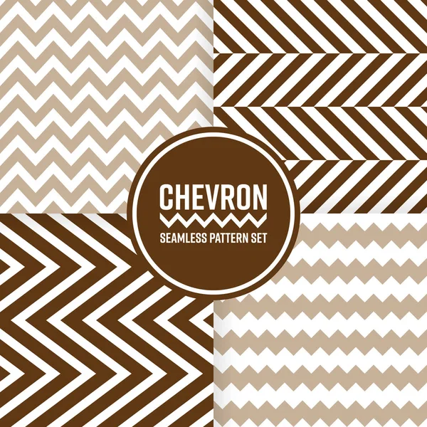 Set di sfondo modello senza cuciture Chevron. Illustrazione vettoriale marrone — Vettoriale Stock
