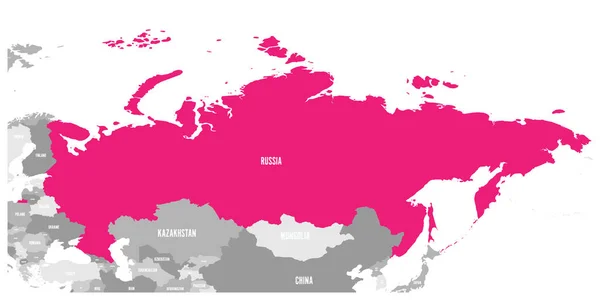 Mapa político da Rússia e dos países vizinhos. Destacado por rosa. Ilustração vetorial — Vetor de Stock