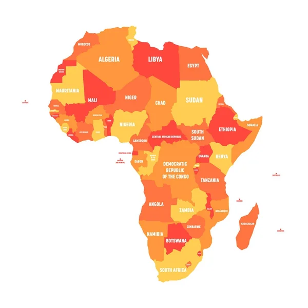 Mapa político laranja da África. Ilustração vetorial — Vetor de Stock