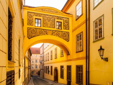 Old picturesque bridge in Thunovska Street, Lesser Town, Prague, Czech Republic clipart
