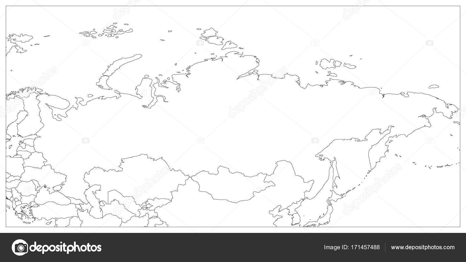 Political Map Of Russia And Surrounding Countries Black Thin