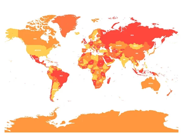 Mapa político del mundo con etiquetado de nombres de país. Ilustración vectorial — Vector de stock
