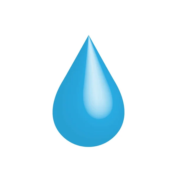 Gota de agua azul aislada sobre fondo blanco. Objeto de vector brillante 3D — Archivo Imágenes Vectoriales