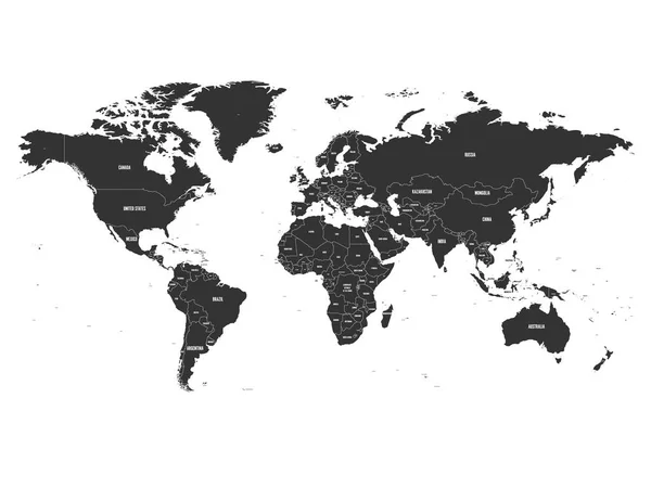 Mapa político vetorial do mundo com rotulagem de nome de estado — Vetor de Stock