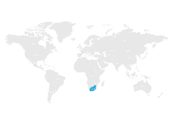 사우스 아프리카 회색 세계의 정치 지도에서 파란색으로 표시 합니다. 벡터 일러스트 레이 션 — 스톡 벡터
