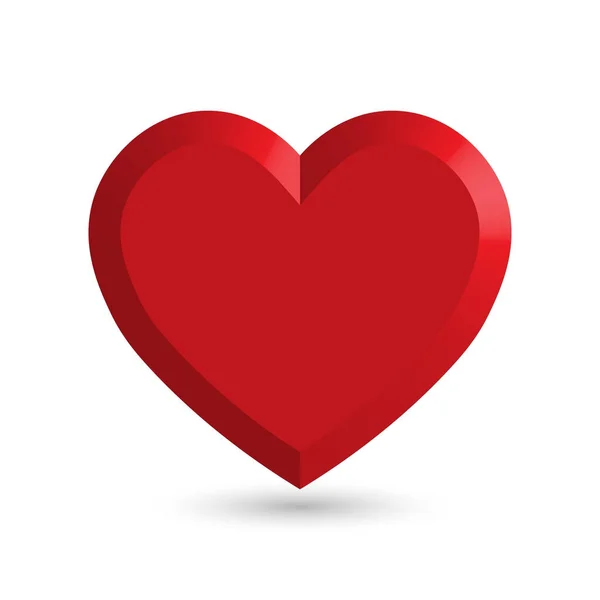 Rött hjärta. 3D vektor objekt med sänkt skugga — Stock vektor