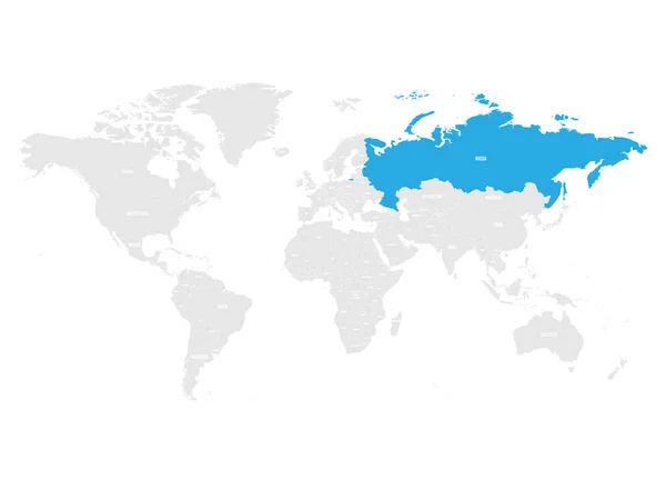 Ρωσία Χαρακτηρίζεται Από Μπλε Γκρι Παγκόσμιο Πολιτικό Χάρτη Εικονογράφηση Διάνυσμα — Διανυσματικό Αρχείο