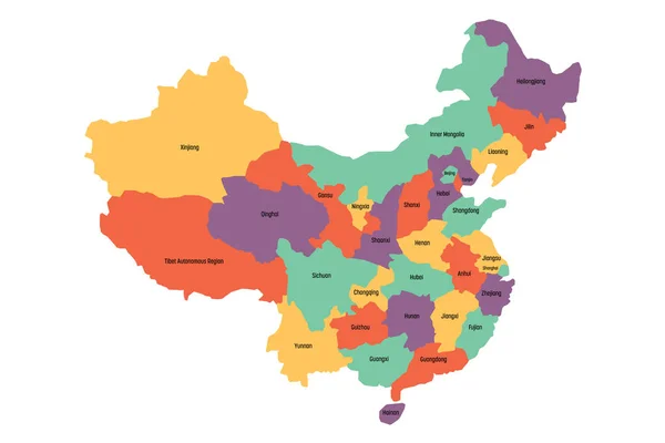 Carte des provinces administratives de la Chine. Illustration vectorielle — Image vectorielle